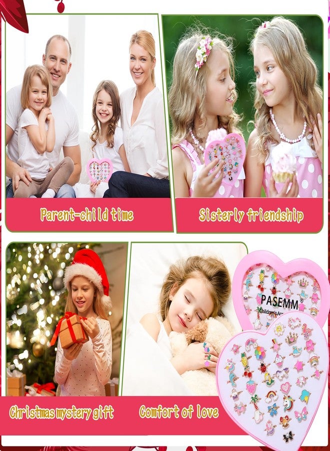 PASEMM 36pcs Little Girl Jewel Rings, Adjustable Unicorn Rings Toys, No Duplication Kids Play Ring in Box,Dress Up for 4-12 Year Old Girls, Birthday Christmas Valentine's Day Holiday Gifts - Image 4